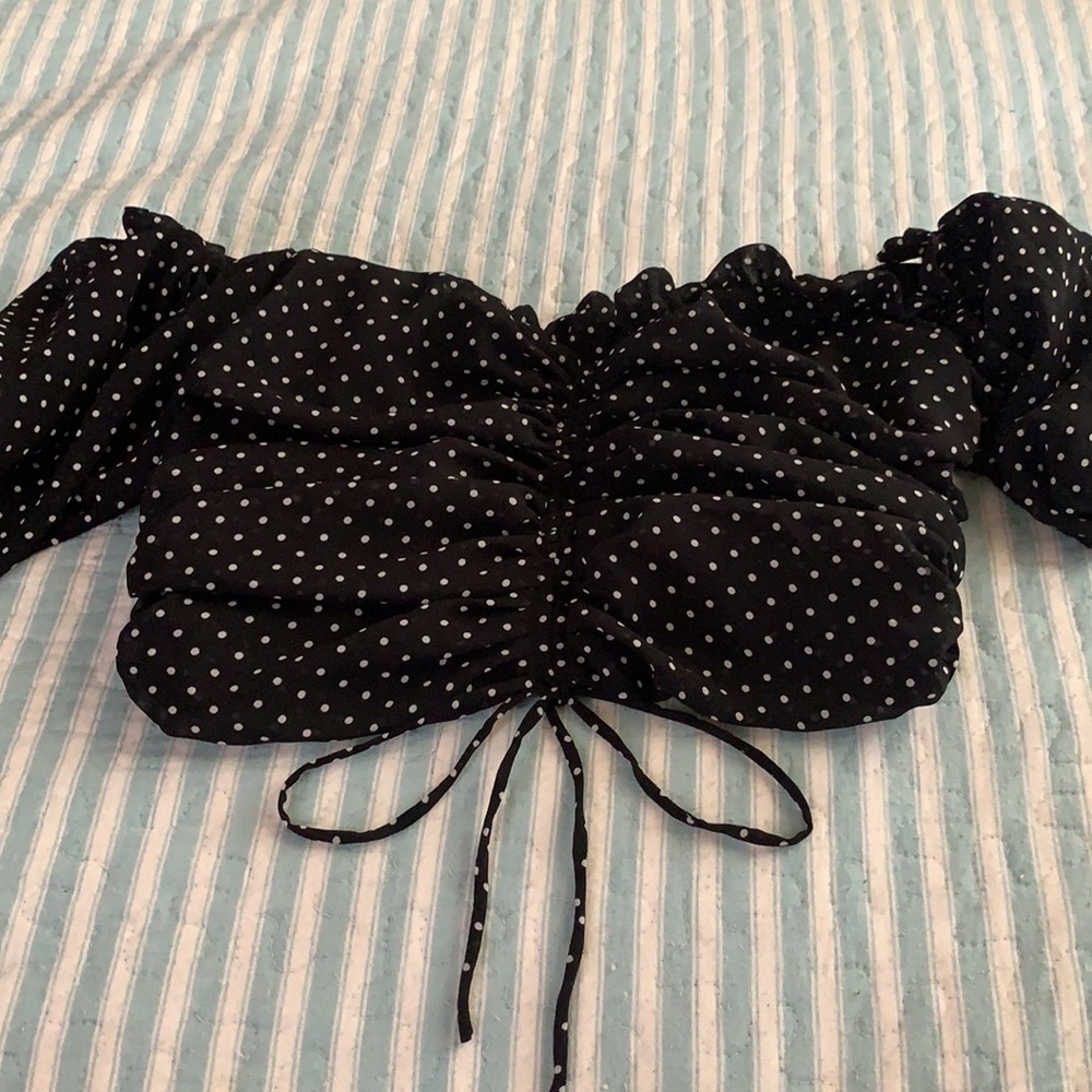 HYFVE black and white polka dot crop top